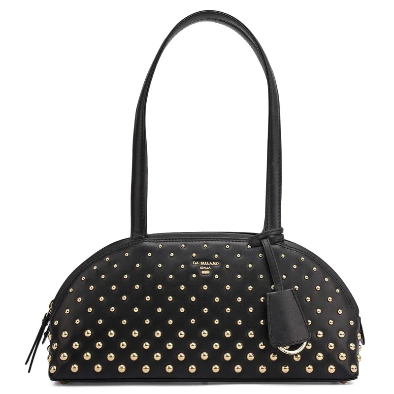 دا ميلانو حقيبة كتف جلدية بسيطة صغيرة سوداء